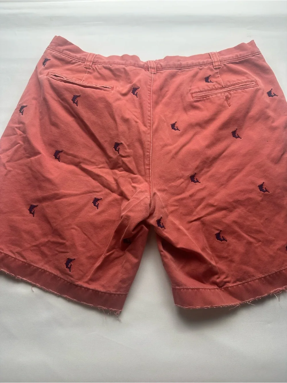 Men's Embroidered Coral distressed Cotton Shorts with print. Size 38W